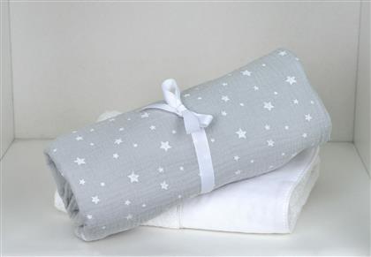 Πάνα Αγκαλιάς από Μουσελίνα Grey 80x80cm Baby Oliver