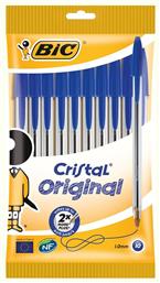 Στυλό Ballpoint 1.0mm με Μπλε Mελάνι 10τμχ Cristal Original Bic