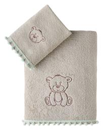 Σετ Βρεφικές Πετσέτες 2τμχ Poope Beige/green Βάρους 400gr/m² Kentia