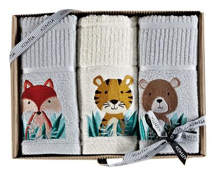 Σετ Βρεφικές Πετσέτες 3τμχ Arlekin Γκρι / Εκρού Βάρους 360gr/m² Kentia