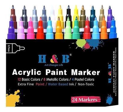 Ακρυλικοί Μαρκαδόροι Πολύχρωμοι 24τμχ Next