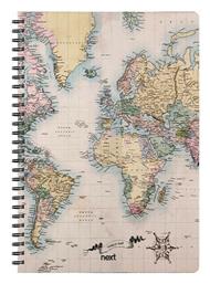 Σπιράλ Τετράδιο Ριγέ Α4 105 Φύλλων Trends World Map II Πολύχρωμο Next