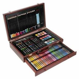 Σετ Ζωγραφικής 142 Τεμαχίων με Ξύλινο Βαλιτσάκι Μεταφοράς - Aria Trade