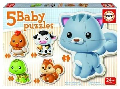 5 Baby Puzzles Animals 14pcs Educa