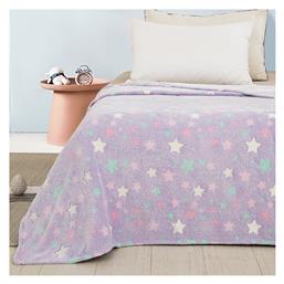 Κουβέρτα Fleece Stars 160x220cm Φωσφορίζουσα Λιλά Adam Home