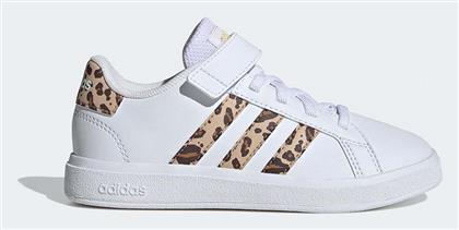 Grand Court Παιδικά Sneakers με Σκρατς Λευκά Adidas