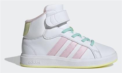 Grand Court Παιδικά Sneakers High με Σκρατς Λευκά Adidas