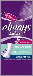 Dailies Fresh & Protect Large Fresh Scent Σερβιετάκια για Αυξημένη Ροή 2.5 Σταγόνες 24τμχ Always