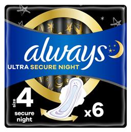 Ultra Secure Night InstantDry Σερβιέτες με Φτερά Νυκτός Μέγεθος 4 6τμχ Always