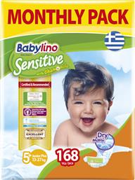 Babylino Πάνες με Αυτοκόλλητο Sensitive With Chamomile No. 5+ για 13-27kg 168τμχ από το Pharm24