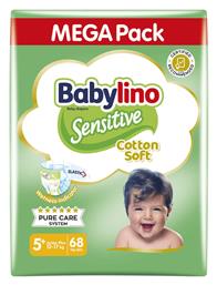 Sensitive Cotton Soft Mega Pack Πάνες με Αυτοκόλλητο No. 5+ για 12-17kg 68τμχ Κωδικός: 47551871 Babylino από το Pharm24