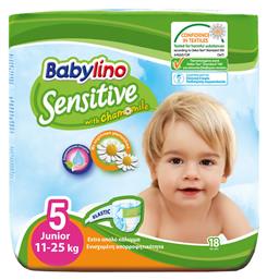 Sensitive With Chamomile Πάνες με Αυτοκόλλητο No. 5 για 11-25kg 18τμχ Babylino