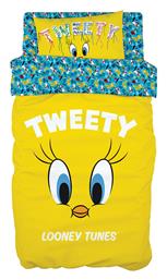 Art 6191 Tweety Σετ Παιδική Παπλωματοθήκη Μονή με Μαξιλαροθήκη Βαμβακερή Κίτρινο 165x250εκ. Beauty Home