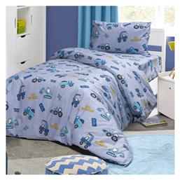 Tracker Art Σετ Παιδική Παπλωματοθήκη Μονή με Μαξιλαροθήκη Βαμβακερή Γκρι 170x245εκ. Beauty Home