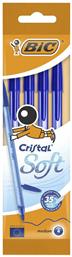 Στυλό Ballpoint 1.2mm με Μπλε Mελάνι 4τμχ Cristal Soft Bic