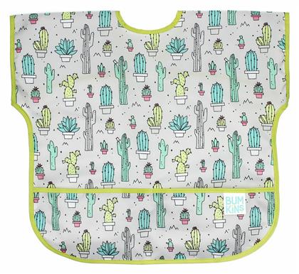 Bumkins Αδιάβροχη Ποδιά Πλαστική με Αυτοκόλλητο ''Junior Bib'' με Τσέπη & Μανίκια Cacti