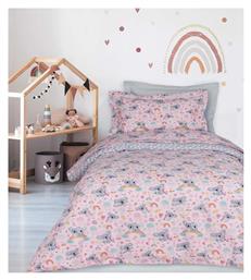 Σετ Σεντόνια Μονά Βαμβακερά Grey, Pink 170x260cm 3τμχ Das Home