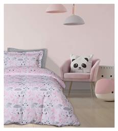 Umbrella Panta Σετ Παιδική Παπλωματοθήκη Μονή με Μαξιλαροθήκη Ροζ-λευκο-γκρι 160x240εκ. Das Home