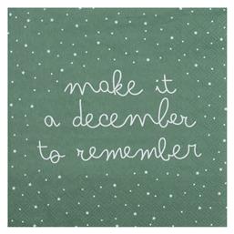 December To Remember Χαρτοπετσέτες 33x33εκ. Πράσινες 20τμχ - Raeder