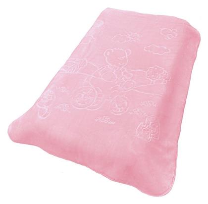 Κουβέρτα Κούνιας Bicycle Bear Βελουτέ Baby Pink 110x140εκ. Dimcol