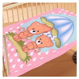 Κουβέρτα Κούνιας Rainy Bears Βελουτέ 110x140cm 06 Pink Dimcol