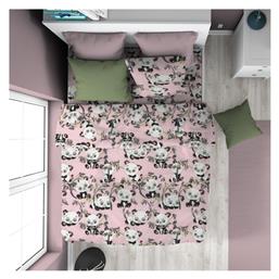 Panda Bear Παιδική Παπλωματοθήκη Μονή Βαμβακερή Pink 160x240εκ. Dimcol