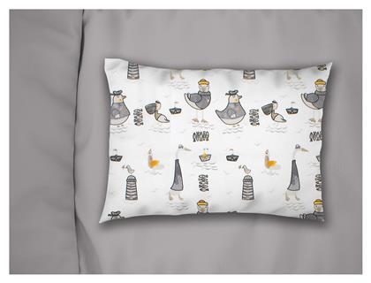 Παιδική Μαξιλαροθήκη από 100% Βαμβάκι 50x70εκ. White-grey Dimcol