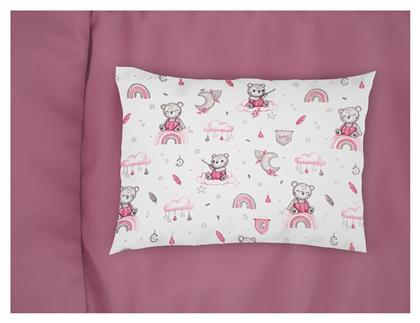 Παιδική Μαξιλαροθήκη από 100% Βαμβάκι 50x70εκ. White-pink Dimcol