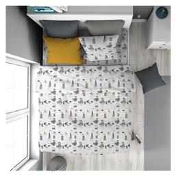 Παιδική Παπλωματοθήκη Μονή Βαμβακερή White-grey 160x240εκ. Dimcol