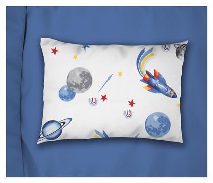 Space Παιδική Μαξιλαροθήκη από 100% Βαμβάκι 50x70εκ. White-blue Dimcol