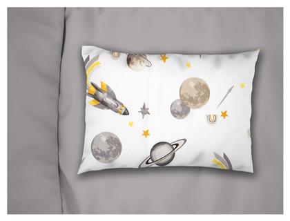 Space Παιδική Μαξιλαροθήκη από 100% Βαμβάκι 50x70εκ. White-grey Dimcol
