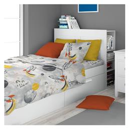 Spaceship 187 Σετ Σεντόνια Ημίδιπλα Βαμβακερά Grey 160x240cm 3τμχ Dimcol