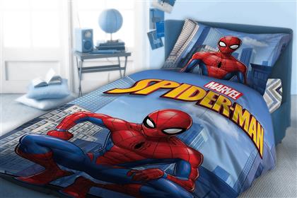 Dimcol Spiderman 812 Σετ Σεντόνια Μονά Βαμβακερά σε Μπλε Χρώμα 160x240cm 2τμχ