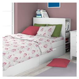 Unicorn 208 Σετ Σεντόνια Ημίδιπλα Βαμβακερά White / Pink 160x240cm 3τμχ Dimcol