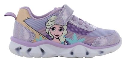 Παιδικά Sneakers Frozen Ανατομικά με Σκρατς & Φωτάκια Λιλά Disney