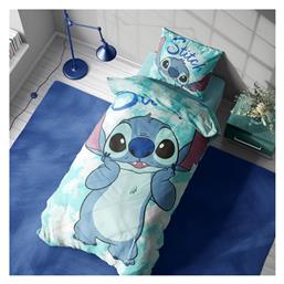 Σετ Σεντόνια Μονά Βαμβακερά Stitch 822 Turquoise 160x240cm 2τμχ Disney