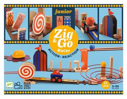 Παιχνίδι Κατασκευών Ξύλινo Ντόμινο Zig & Go για Παιδιά 5+ Ετών Djeco