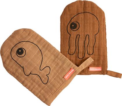 Done by Deer Σφουγγάρι Μπάνιου Μωρού Sea Friends Mustard από το Spitishop