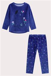 Παιδική Πιτζάμα Χειμωνιάτικη Βελούδινη Μπλε Dpam
