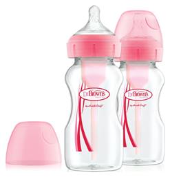 Dr. Brown's Options+ Wide Neck Σετ Πλαστικά Μπιμπερό με Θηλή Σιλικόνης για 0+ μηνών 270ml 2τμχ - Dr Browns
