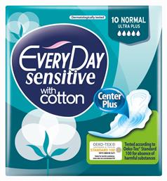 Sensitive with Cotton Normal Ultra Plus Σερβιέτες με Φτερά για Κανονική Ροή 5 Σταγόνες 10τμχ Every Day από το Pharm24