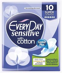 Sensitive with Cotton Super Ultra Plus Σερβιέτες με Φτερά για Αυξημένη Ροή 6 Σταγόνες 10τμχ Every Day