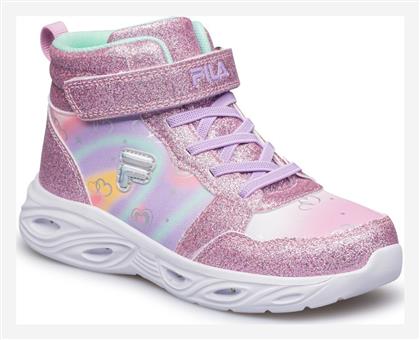 Παιδικά Sneakers High Ανατομικά με Σκρατς & Φωτάκια Ροζ Fila