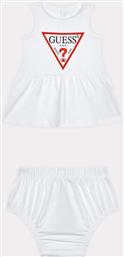 Guess Παιδικό Φόρεμα Σετ με Αξεσουάρ Αμάνικο Λευκό