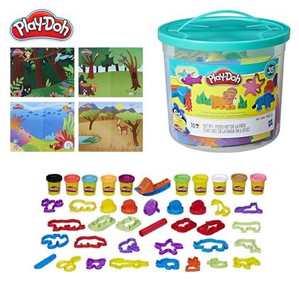 Play-Doh Πλαστελίνη - Παιχνίδι Animal Discovery Bucket για 3+ Ετών, 10τμχ Hasbro