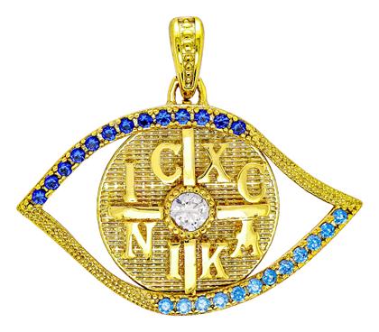 Μενταγιόν Παιδικό Φυλαχτό Διπλής Όψης από Χρυσό 9K PR774 Kiriakos Gofas