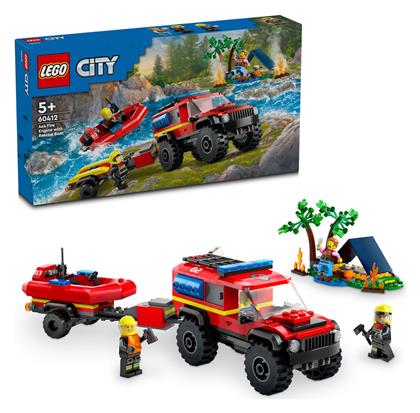 City 4x4 Fire Truck With Rescue Boat για 5+ ετών Lego