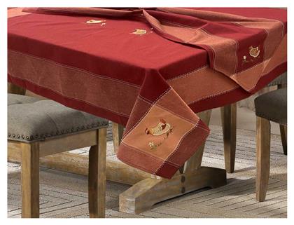 Πασχαλινό Τραπεζομάντηλο με Κέντημα Chicken 140x180cm Κεραμιδί Linea Home