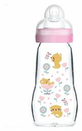 Feel Good Γυάλινο με Θηλή Σιλικόνης για 2+ μηνών Γατούλα-Λουλούδια 260ml Mam