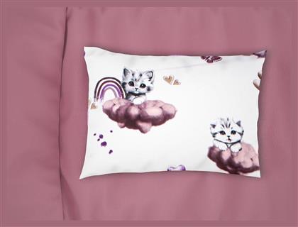 Μαξιλαροθήκη Εμπριμέ Bebe Kitten 561 35x45 Mauve 100% Cotton - Dimcol